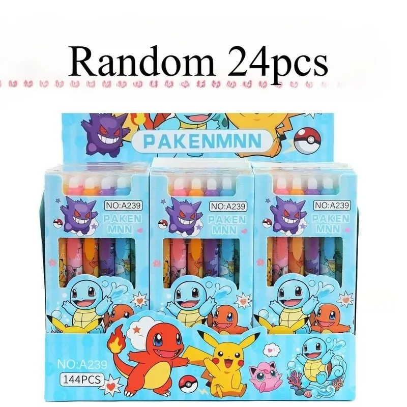 אקראי 6/12/24 יחידות פוקימון 0.5 מ"מ כחול דיו נייטרלי מחיק עטים תלמיד חמוד ציוד בית ספר מצויר נייר מכתבים עט שפשוף