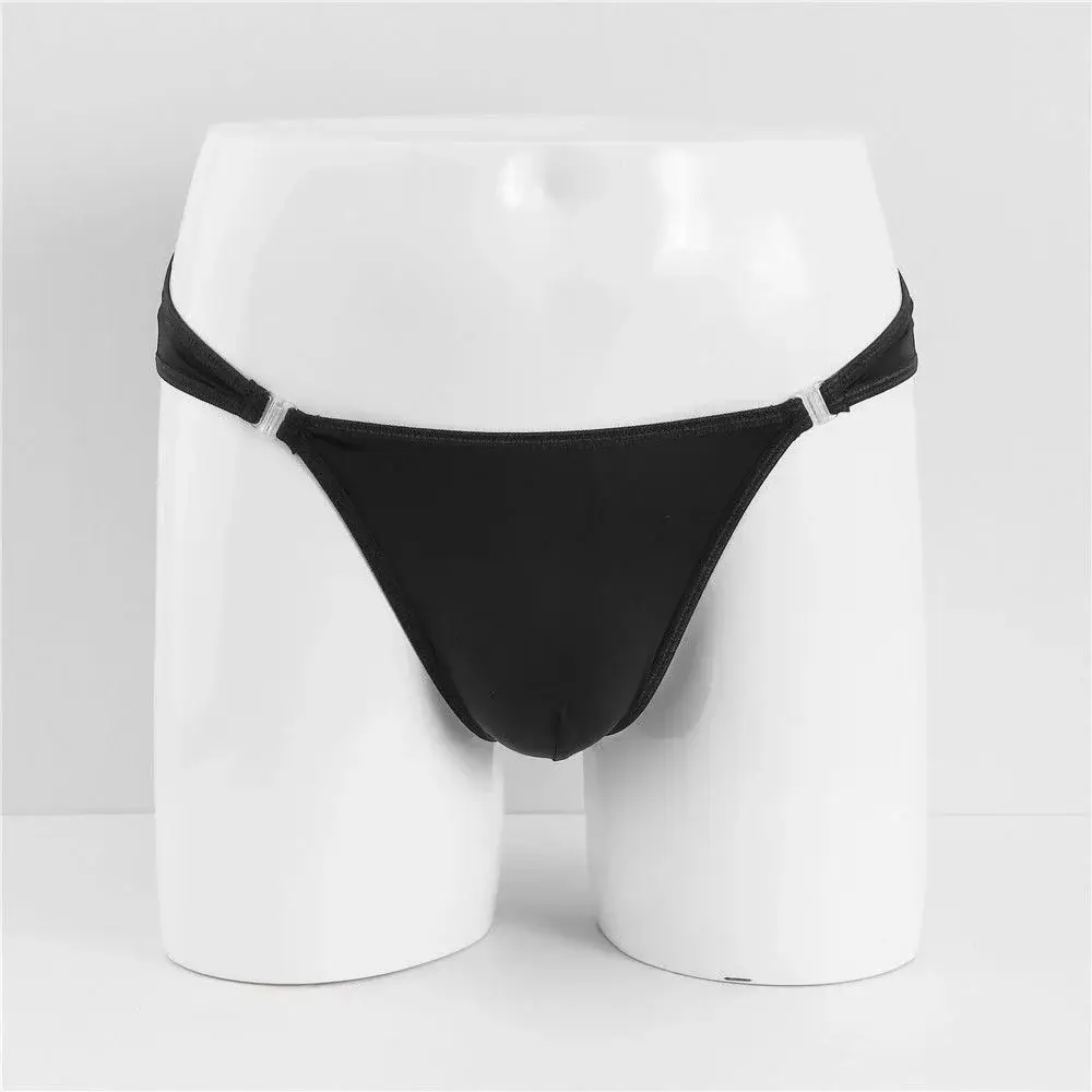 Sexy Heren U Bolle Nylon Slips Afneembare Gesp Lage Taille Ijs Zijde Ondergoed Comfortabele Melk Zijde Naadloze Dunne Slipje