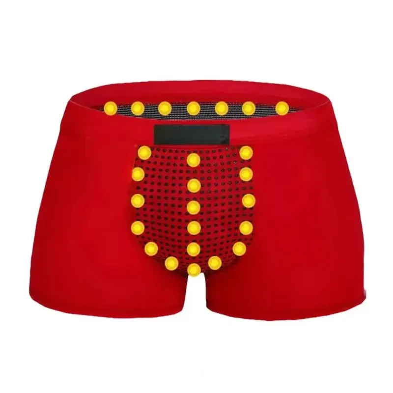 Men Boxers Sweat Absorption U Convex Magnetic Physiological Underwear Massage Solid Color Plus Size Men Underpants Inner Wear Cl
