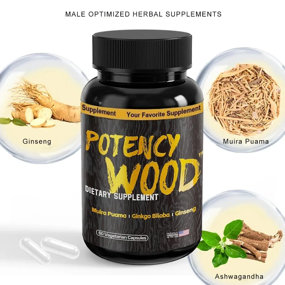 Potency Wood Vitality Boost Capsules - Energy Libido Focus Supplement - Ginseng Ashwagandha Herbal Supplements 60 Capsules — image 2