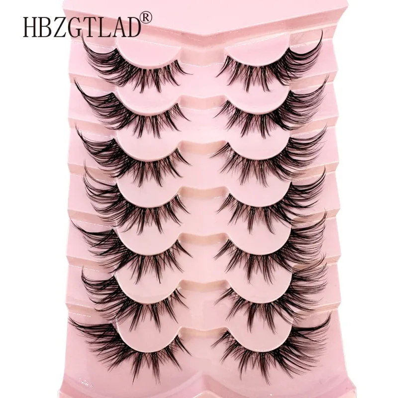 7/8PairsCat Eye Eyelashes manga Lashes 3D Clear Band Lashes naturalHalf Lashes End Eye Eyelonged Mink Eyelashes Αφράτες βλεφαρίδες — image 5