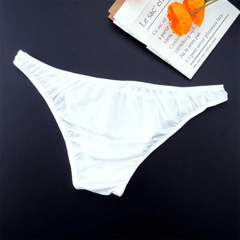 Man Solid Color Ice Silk Seamless Briefs Low Waist U Convex Male Panties Ultra-thin Underwear Elastic Quick Dry Breath Panty — image 9