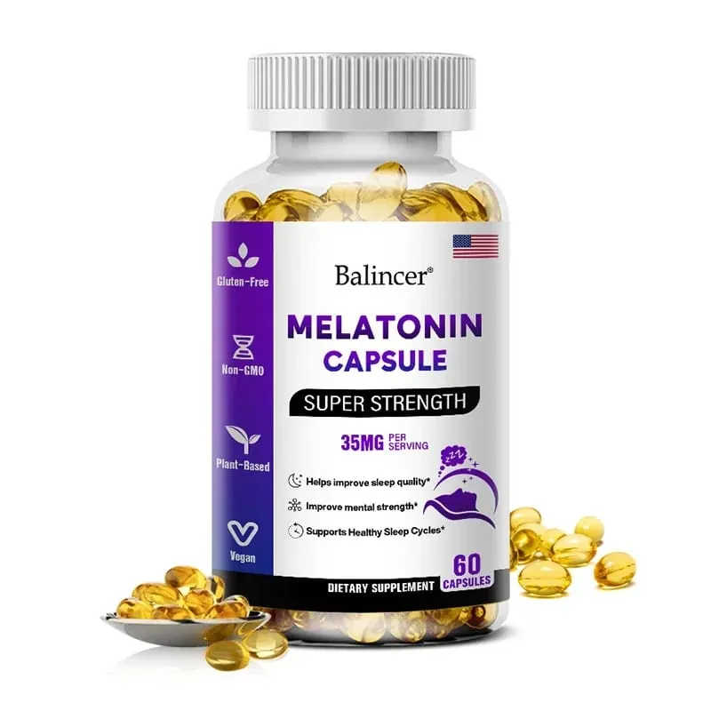 Contains 35 Mg Melatonin Capsules - Improve Insomnia Promote Sleep Quality & Alertness Help Deep Sleep 120 Capsules
