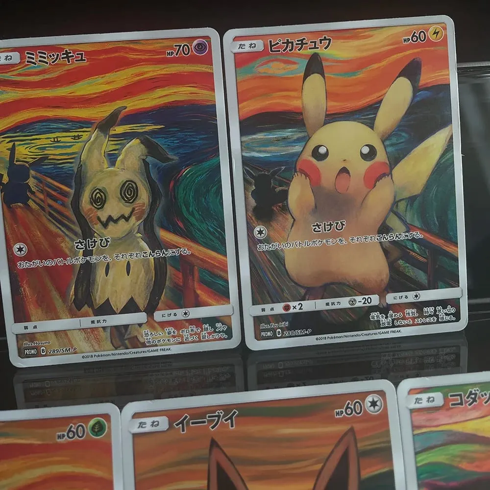 DIY Japanese Version Self-made Card Sm-P Promo Psyduck Eevee Mimikyu Rowlet Munch A Retrospective Collectibles Trading Card