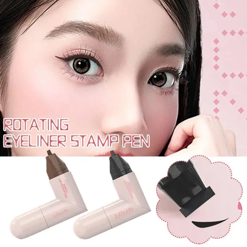 DIY Rotate Eyeliner Stamp Integrated Black Brown Dual-Tip Eyeliner Wing Stencil Waterproof Smudge-Proof Long Lasting Liquid Pen — image 3