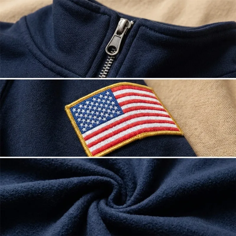 Sweat-shirt à capuche brodé drapeau américain Y2K pour homme, bleu marine et blanc, pull à manches patchs, Streetwear décontracté