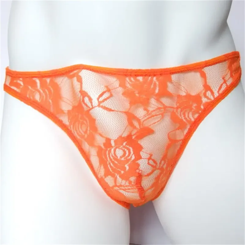 Sexy Men Lace Transparent Briefs Perspective Underwear Hollow Out Rose Mesh Low Rise Male Panties — image 14
