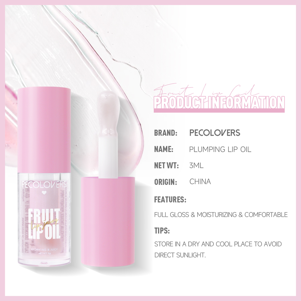 Glitter Plumping Lip Gloss Jelly Strawberry Moisturizer Fruit Lip Oil Διαφανές Fullness Lip Tint Gel μαλακό σωλήνα Μακιγιάζ LipCare — image 3