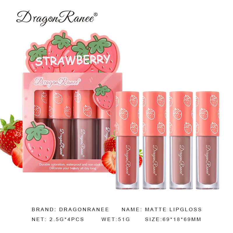Mini Velvet Matte Lip Gloss Set 3 τμχ/4 τμχ Αντικολλητικό Κύπελλο που δεν ξεθωριάζει με μακράς διαρκείας απόχρωση χειλιών με άρωμα φρούτων Απαλό και ελαφρύ — image 5