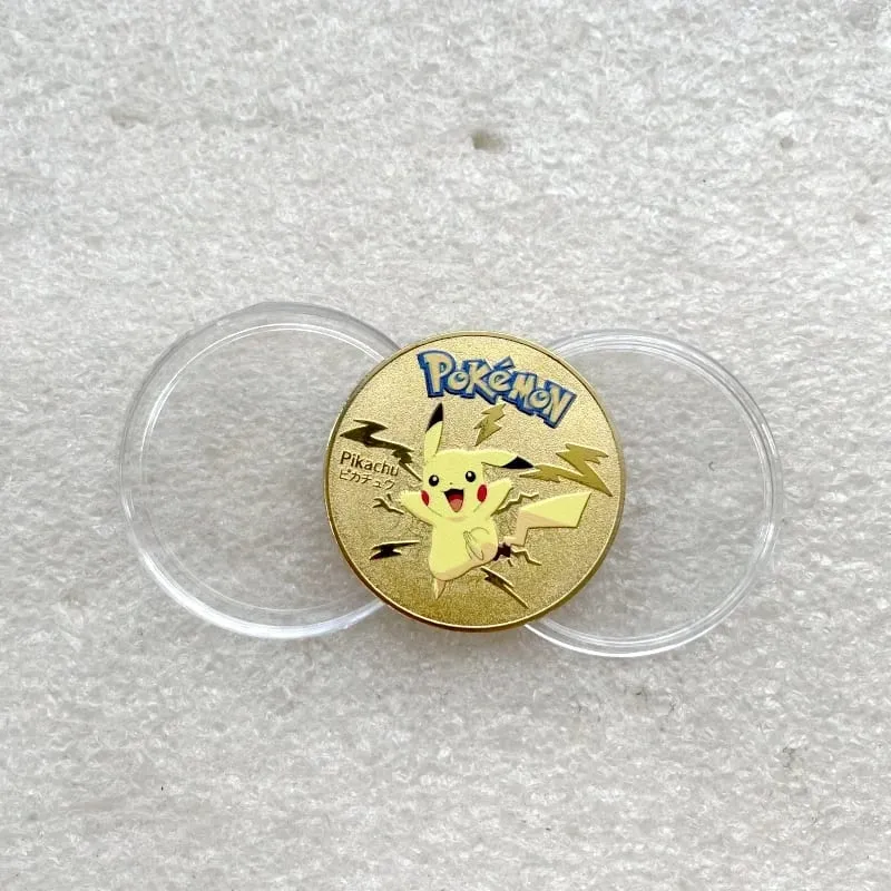 Pokemon Đồng Tiền Vàng Pikachu Anime Đồng Tiền Kỷ Niệm Charizard Vàng Kim Loại Tròn Đồng Xu Đồ Chơi — image 9