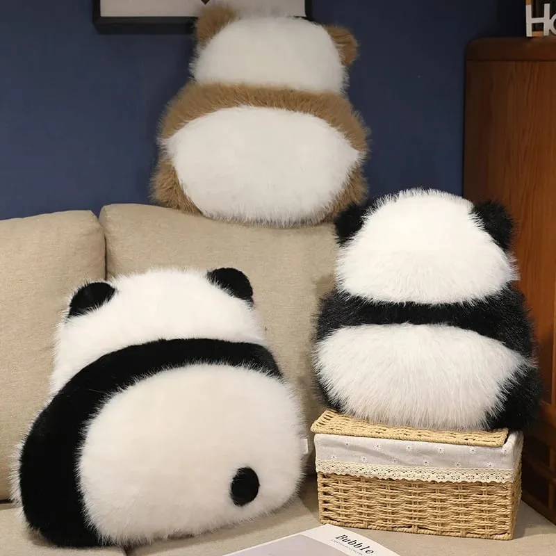 Szuper bolyhos plüss panda árnyék, töltött Qizai hátsó nézet Párna skandináv stílusú kanapé dekoráció párna csokoládé panda ölelés derékpárna — image 4
