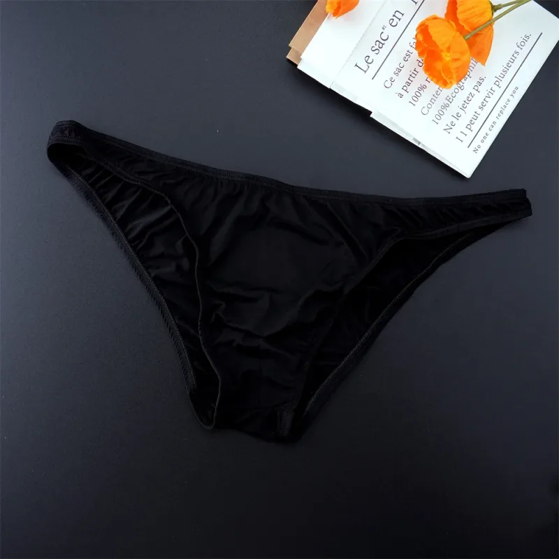 Man Solid Color Ice Silk Seamless Briefs Low Waist U Convex Male Panties Ultra-thin Underwear Elastic Quick Dry Breath Panty — image 20