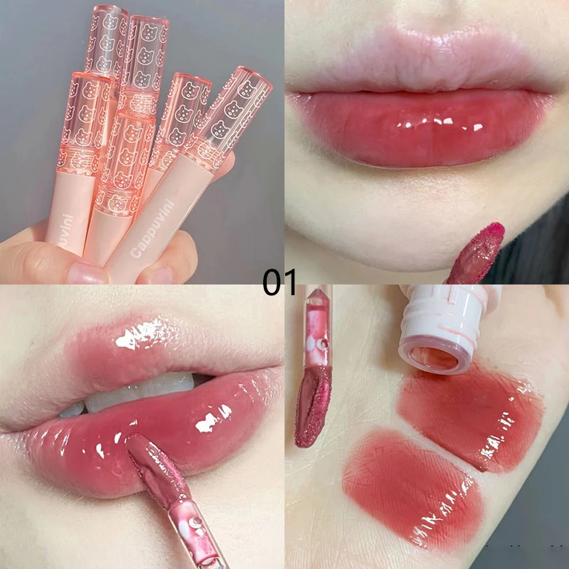 1 PC Mirror Water Lip Gloss דובדבן ורוד שקוף עמיד למים עמיד למים לחות עירום גוון שקוף זכוכית איפור שמן