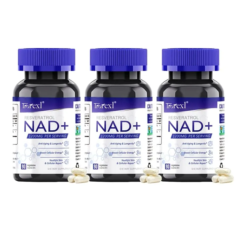 תוסף NAD + Resveratrol NAD Plus Boosting - תומך באנרגיה סלולרית אנטי אייג'ינג מטבוליזם בריאות העור