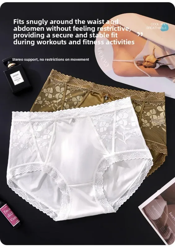 2 Pack Mens Mid Rise Satin Lace Briefs 3D Pouch Rhinestone Bow High Elastic Scalloped Trim Smooth