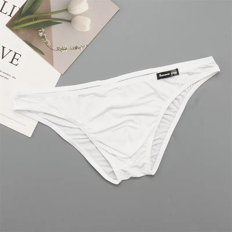 Thin Ice Silk Low Waist Men Briefs Solid Color Semi Transparent Underwear Plus Size Bulge Pouch Smooth Breathable Soft Panties — image 4