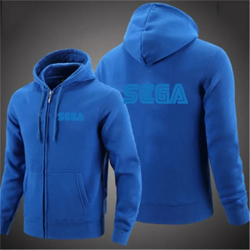 Sudaderas para hombre, jersey Sega de otoño, chaqueta informal con cremallera para hombre, Sudadera con capucha para exteriores, sudadera de otoño de Color sólido con cuello alto