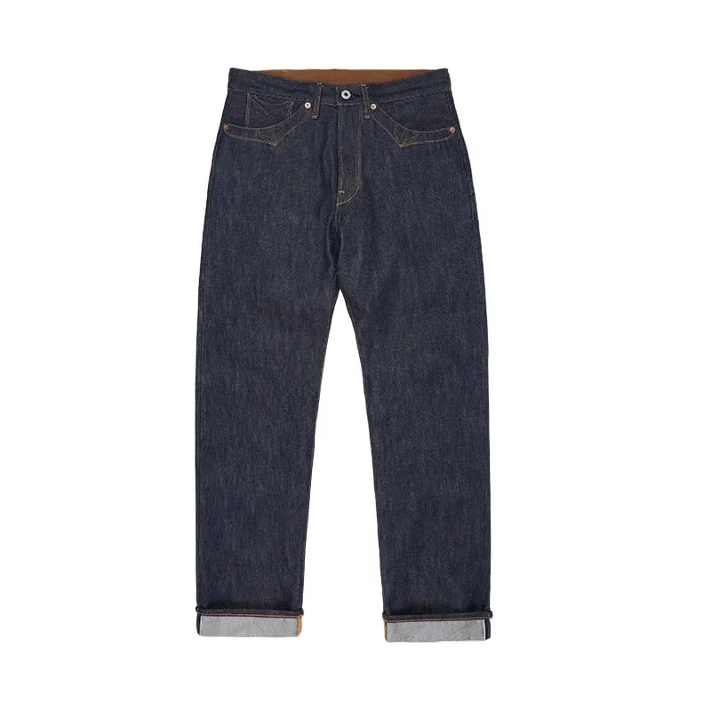 Κόκκινο τζιν Tornado 350 Selvedge με σχέδια με ραφές τσέπης Πόρπη πίσω 14oz Ακατέργαστο τζιν παντελόνι — image 5