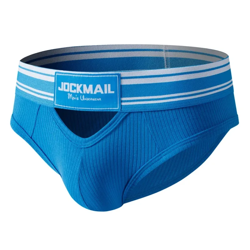 Jockmail Mens Underwear New Arrivalmen Briefs Plaid Pit Cotton Sexyu Bag Front and Rear Openings Cut Outlow Waist Breathable — image 6
