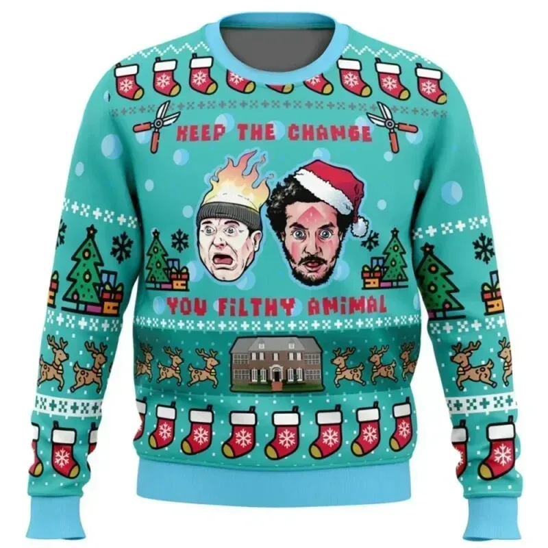 Home Alone คริสต์มาสน่าเกลียดเสื้อกันหนาวผู้ชายผู้หญิงเสื้อกันหนาวขายร้อนรอบคอแขนยาวคริสต์มาสเสื้อผ้า 3D ตลกพิมพ์