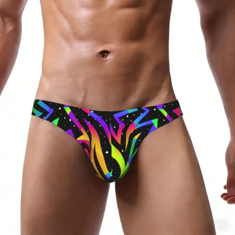 Men's Sexy Briefs Breathable Bikini Star Rainbow Geometric Pattern Men Underpants Low Cut Man Underwear Panties — image 7
