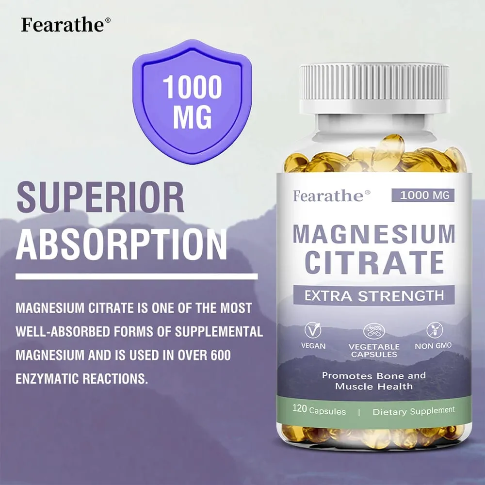 Κάψουλες Κιτρικού Μαγνησίου - Συμπλήρωμα Διατροφής για Υποστήριξη Μυϊκών Νεύρων και Καρδιάς - Χωρίς Γλουτένη Μη ΓΤΟ - 120 Κάψουλες — image 3