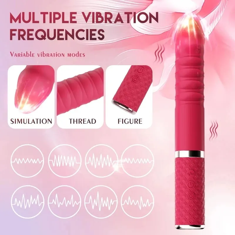 Thrusting Vibrator G Spot Clitoral Vibrator Waterproof & Rechargeable Realistic Silicone Dildo Vibrator Rose Sex Toys for Women — image 3