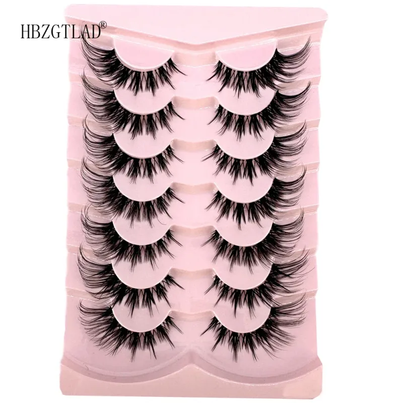 7/8PairsCat Eye Eyelashes manga Lashes 3D Clear Band Lashes naturalHalf Lashes End Eye Eyelonged Mink Eyelashes Αφράτες βλεφαρίδες — image 10