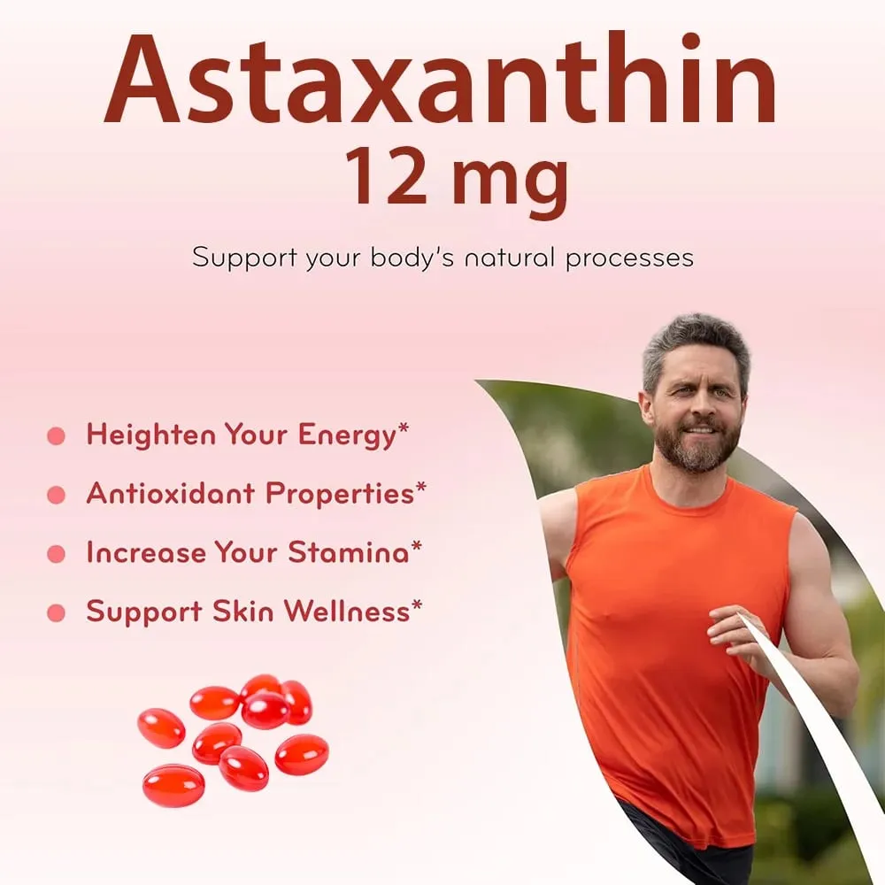 Κάψουλες ασταξανθίνης 12 mg προάγει την καρδιαγγειακή υγεία και επιταχύνει τον μεταβολισμό, υποστήριξη της υγείας των ματιών και του δέρματος