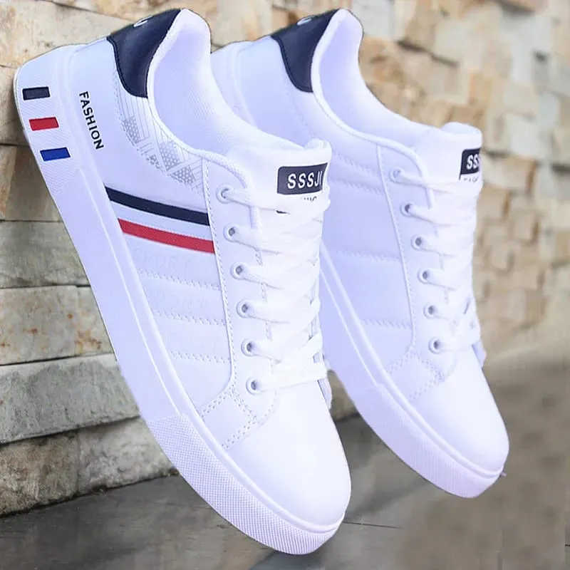 Fehér Vulkanizált Cipők Férfi Lapos Kényelmes Cipők Fűzős Zapatillas Hombre Őszi tavaszi divat Cipők Drop Shipping