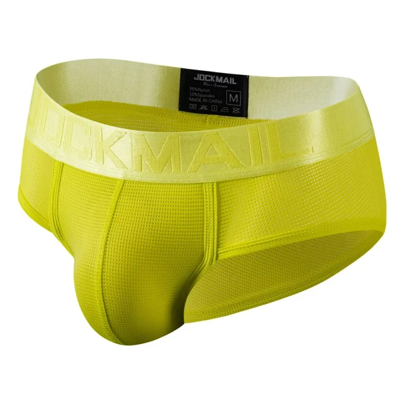 Jockmail Mens Underwear Briefs Mesh Breathable Sports Fitness Shorts Solid Color Sexy Low-rise Lingeries for Extreme Panties — image 6