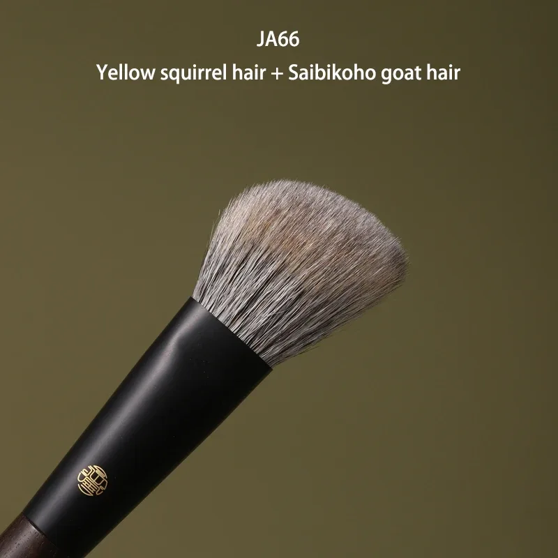 Kuas Rias Buatan Tangan Profesional 1 Buah Kuas Kontur Siku Rambut Kambing Kuda Rubah Tupai Kuas Rias Pegangan Walnut