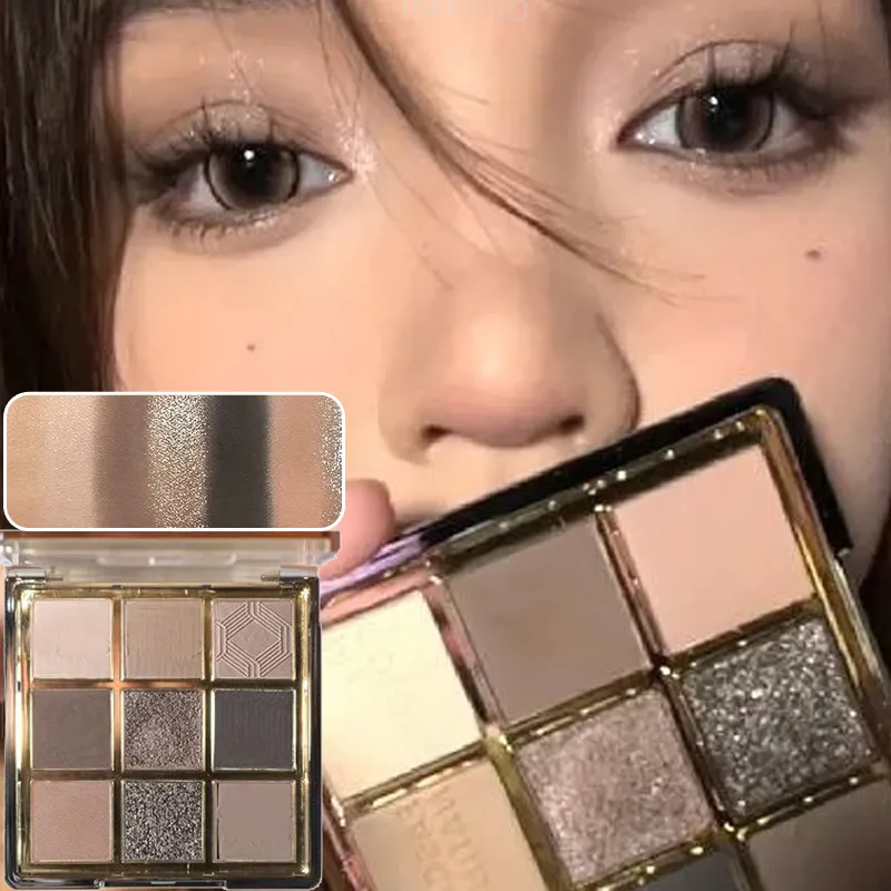 9 Colors Eyeshadow Palette Earth-toned Pearl Matte Shimmer Eye Shadow Shiny Sequins Eye Contouring Pigments Metallic Eyes Makeup — image 2