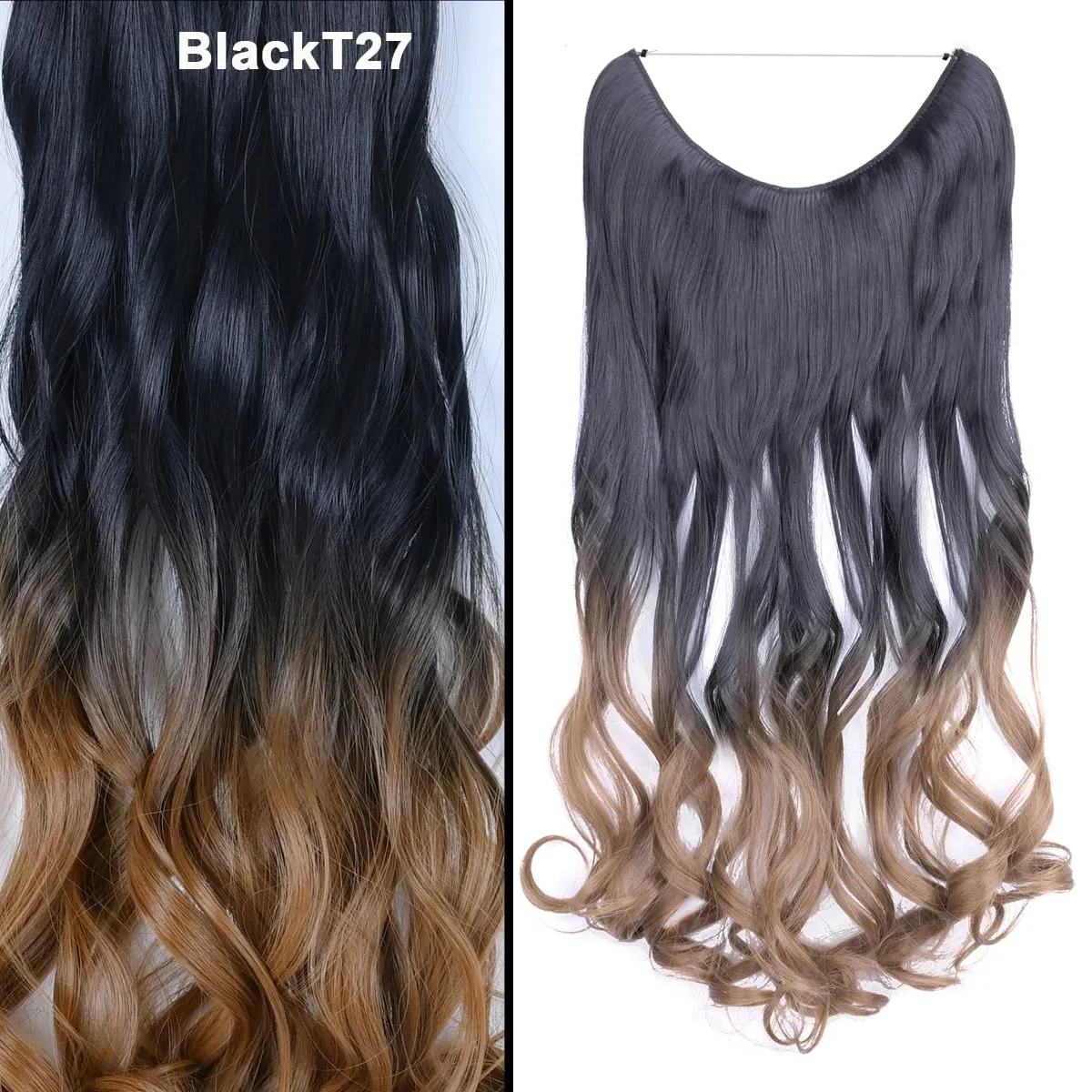 Jeedou κυματιστά μαλλιά Extension Elasticity Αόρατο σύρμα Fish Line One Piece No Clips Συνθετικά Hairpieces Ombre Χρώμα για γυναίκες — image 44
