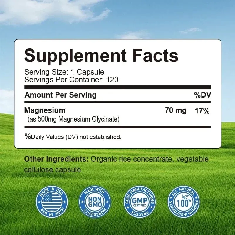 Magnesium Glycinate - Mendukung Kesehatan Saraf Jantung dan Otot Membantu Mengatasi Stres Kualitas Tidur Mendukung Pemulihan Otot — image 2
