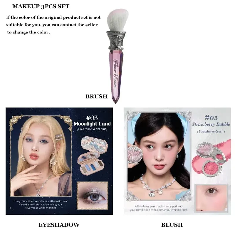 Flower Knows Moonlight Mermaid Series Glitter Eyeshadow Palette High Pigment Shell Κοσμήματα Blush Σετ πινέλου μακιγιάζ Ματ φινίρισμα — image 2