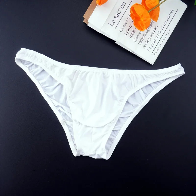 Man Solid Color Ice Silk Seamless Briefs Low Waist U Convex Male Panties Ultra-thin Underwear Elastic Quick Dry Breath Panty — image 12