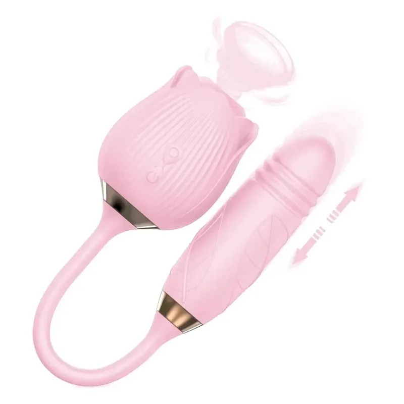 Rose 3 az 1-ben Sucker Vibrátor nőknek Teleszkópos klitorisz stimulátor Műpénisz Licking Vagina Masszírozó Maszturbátor Női Szexjátékok