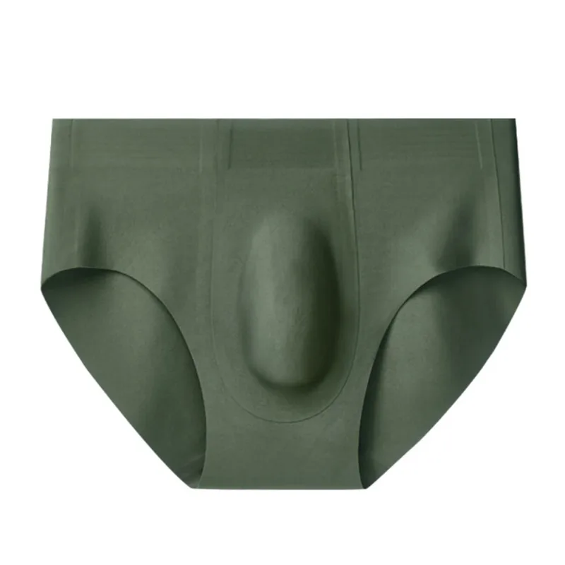 Men Thin Seamless Ice Silk Briefs Underwear 3D Bulge Pouch Breathable Underpants Breathable Quick Dry Male Panties Solid Color