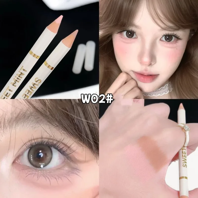 Kétvégű selyemhernyó szemceruza árnyékoló toll 2 az 1-ben Nude Pink Brightening Highlighter Sminkceruza Tartós Vízálló Szemsmink