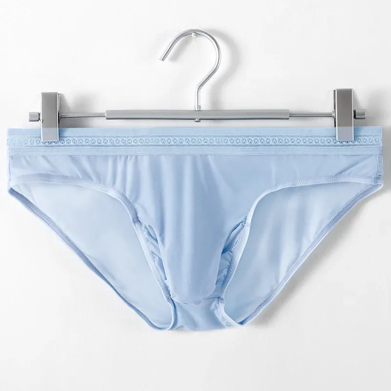 New Men's Ice Silk Briefs Ultra-thin Quick Dry High Elastic Lace Waistband Panties Sexy Seamless Breathable Bikini Underwear — image 32