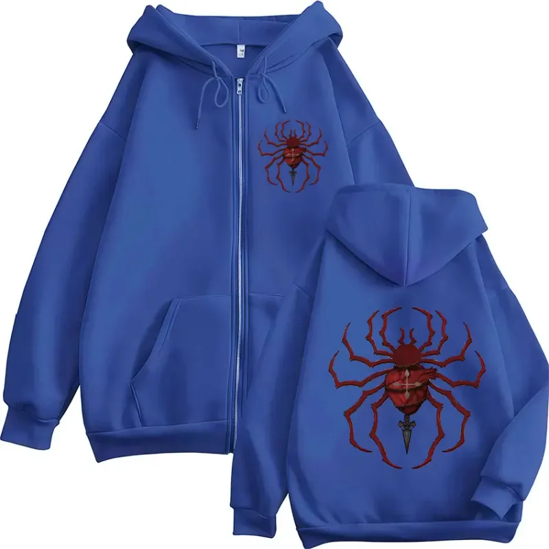 Anime Hunter X Hunter Phantom Troupe Spider Logo Sweat à capuche zippé pour hommes Sweat-shirts à capuche zippés Manches longues Pulls Vestes — image 6