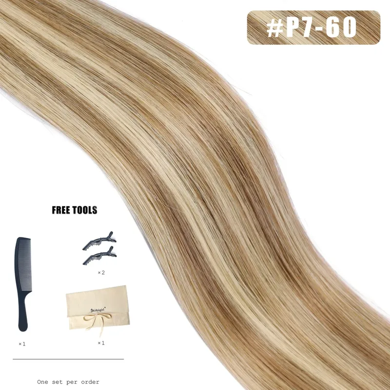 Genius Weft Human Hair Extensions 100G Double Drawn Blonde Bundles Invisible Straight Virgin Hair Weft Full End Κορυφαία ποιότητα