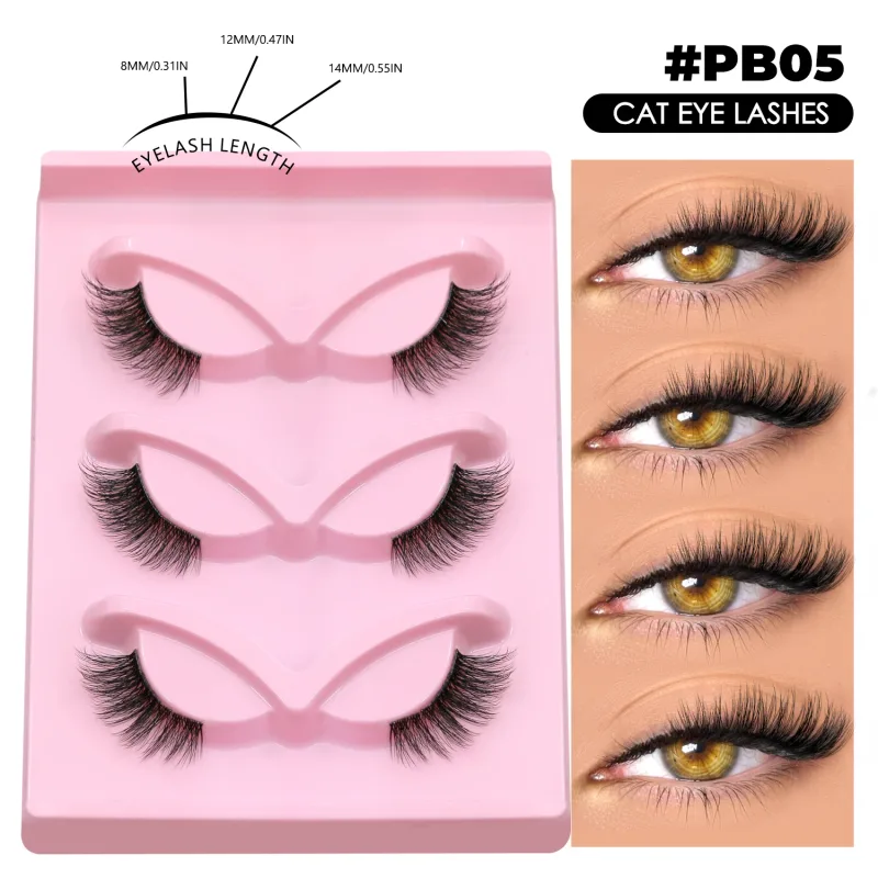 Half Lashes Cat Eye Eyelashes Natural Look Wispy False Lashes Faux Mink Lashes Clear Band Natural Fake Lashes Makeup