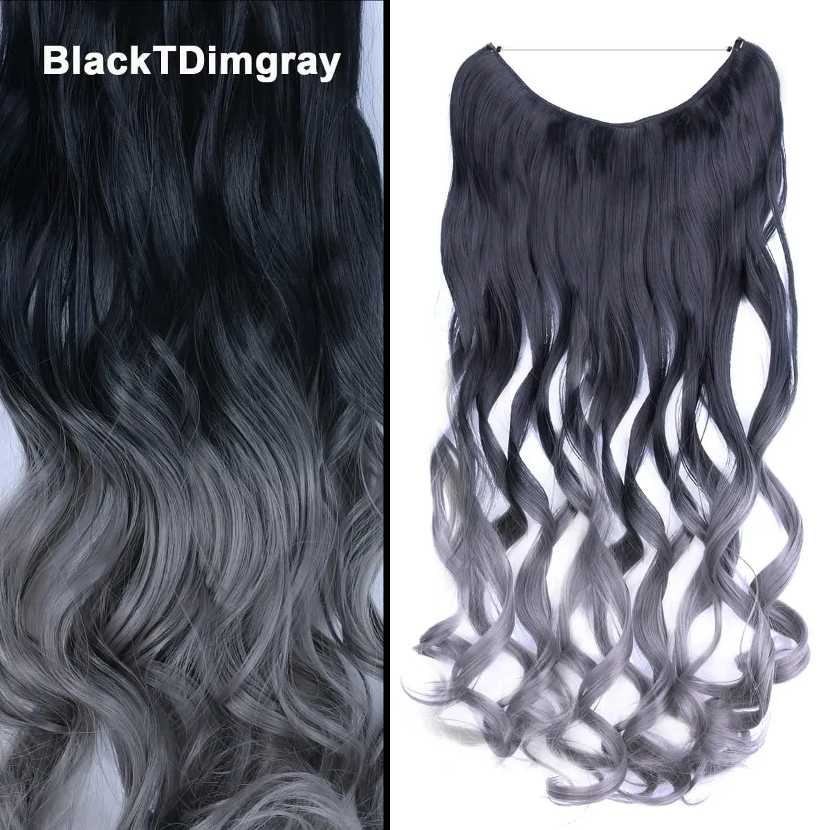 Jeedou κυματιστά μαλλιά Extension Elasticity Αόρατο σύρμα Fish Line One Piece No Clips Συνθετικά Hairpieces Ombre Χρώμα για γυναίκες — image 42