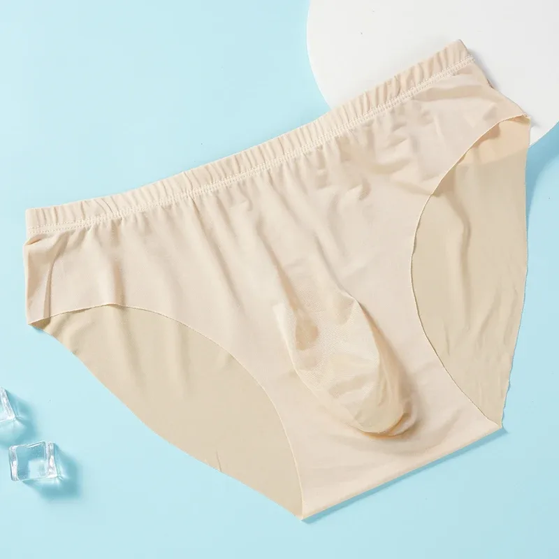 4pcs Panlalaking Ice Silk Briefs sa Tag-init Transparent na Seamless Sexy Mabilis na pagkatuyo Trendy Breathable Underwear Ultra-manipis na Panty — image 4