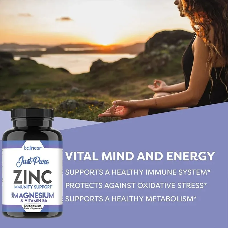Zinc Supplements - Promotes Energy Production Supports Immune System and Overall Health Non-GMO Gluten-Free