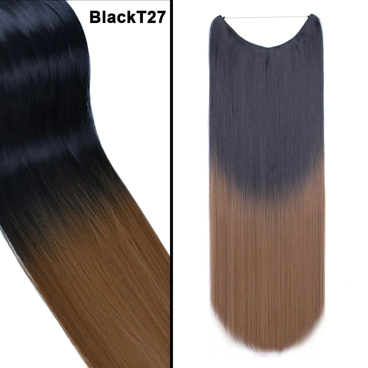 Jeedou κυματιστά μαλλιά Extension Elasticity Αόρατο σύρμα Fish Line One Piece No Clips Συνθετικά Hairpieces Ombre Χρώμα για γυναίκες — image 29