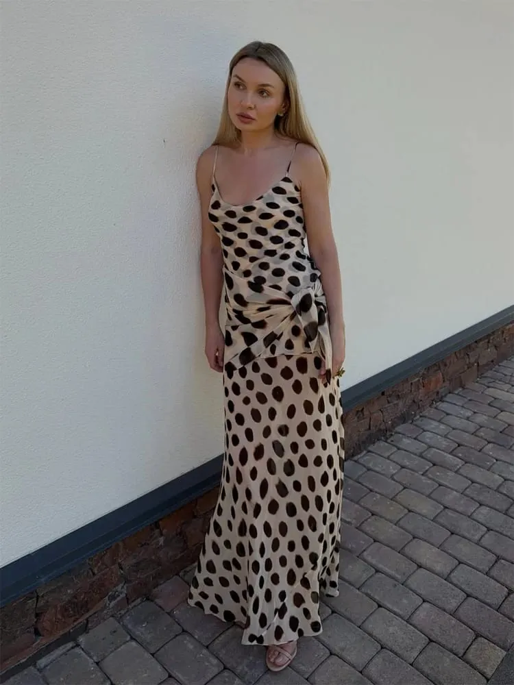 Retro Polka Dot Sling Maxi Dress Woman Sexy U-neck Sleeveless Waist-cinching Bodycon Dresses 2026 Summer Party Vacation Robes — image 7