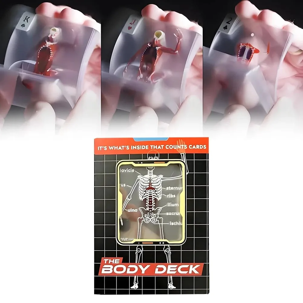 The Body Deck Cards Επαναχρησιμοποιήσιμο σώμα Διαφανές τραπουλόχαρτα πολλαπλών χρήσεων Ανθρώπινη ανατομία Παιγνιόχαρτα για δώρα φίλων — image 5